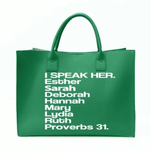 Green and White Tote Bag